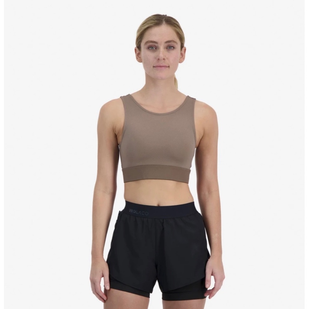 NWT Womens Wolaco Walter Crop Top in Laight Toffee - Sz Small